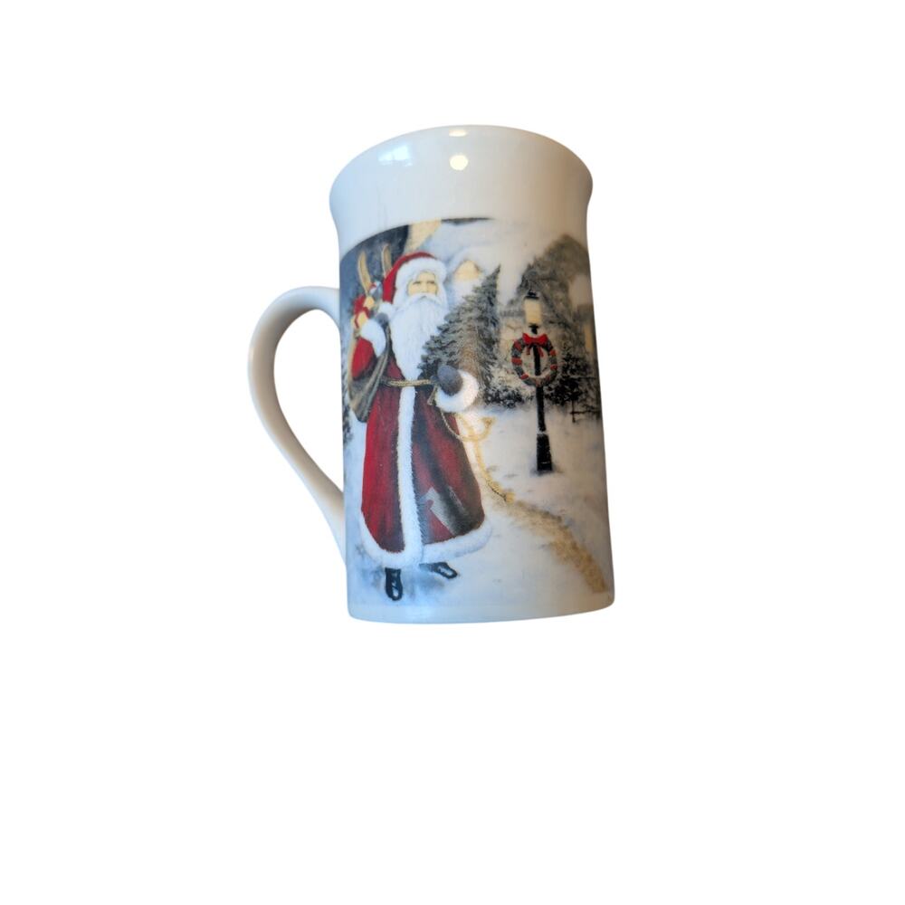 Royal Norfolk Christmas Santa Claus Winter Scene Ceramic Coffee Mug Multicolor